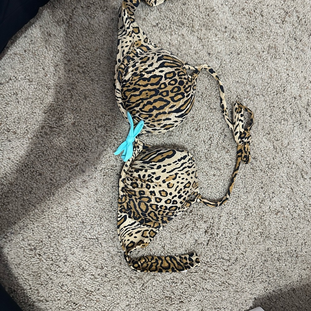 Victoria's Secret Leopard and Turquoise Bikini Top